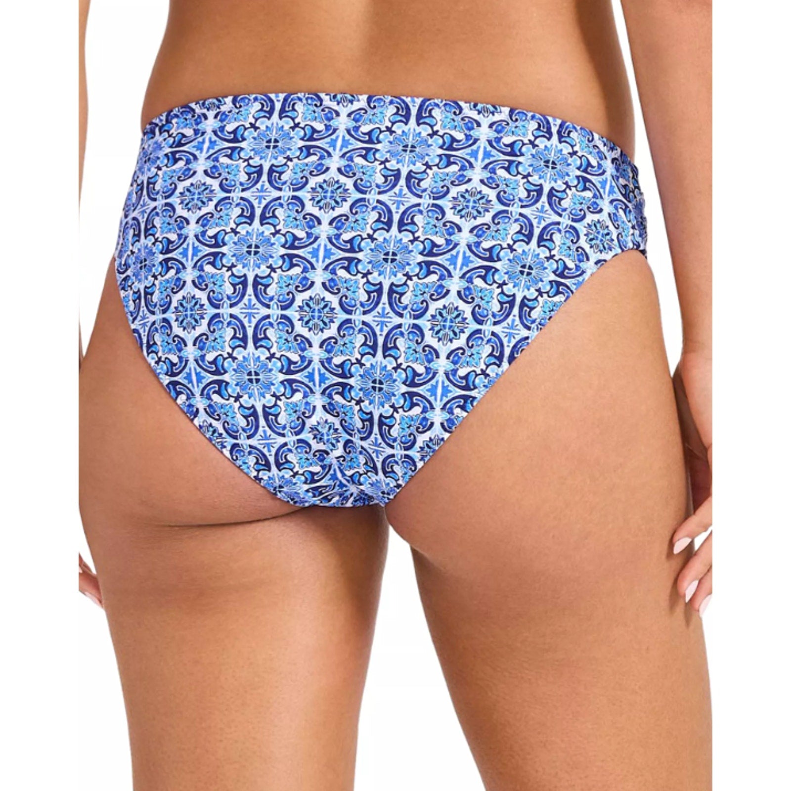TOMMY BAHAMA Terrazzo Tile Reversible Hipster Bikini Bottom Large Blue Print NWT