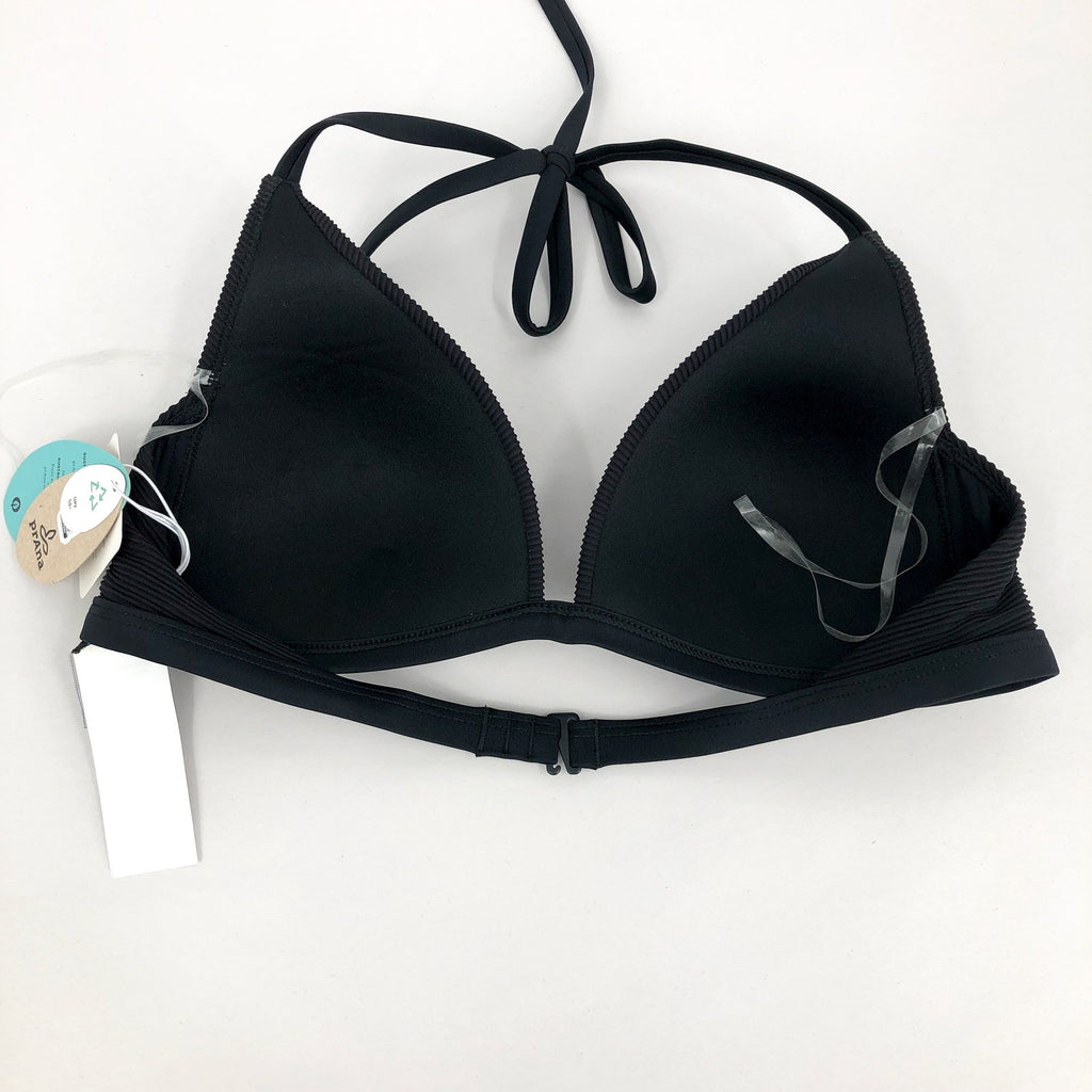 PRANA Women's Lexie Halter Bikini Top Medium Black Ottoman UPF 50+ NWT