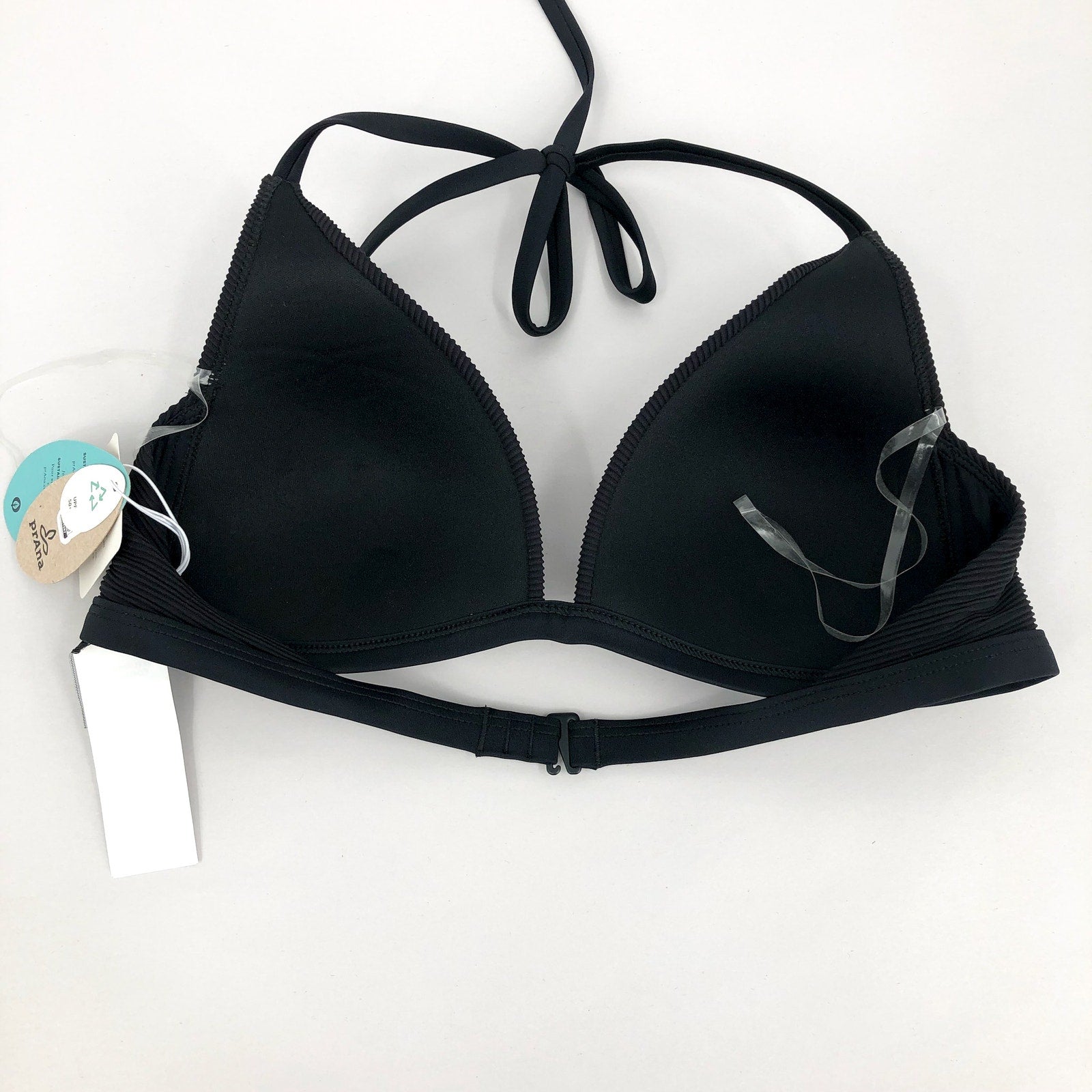 PRANA Women's Lexie Halter Bikini Top Medium Black Ottoman UPF 50+ NWT