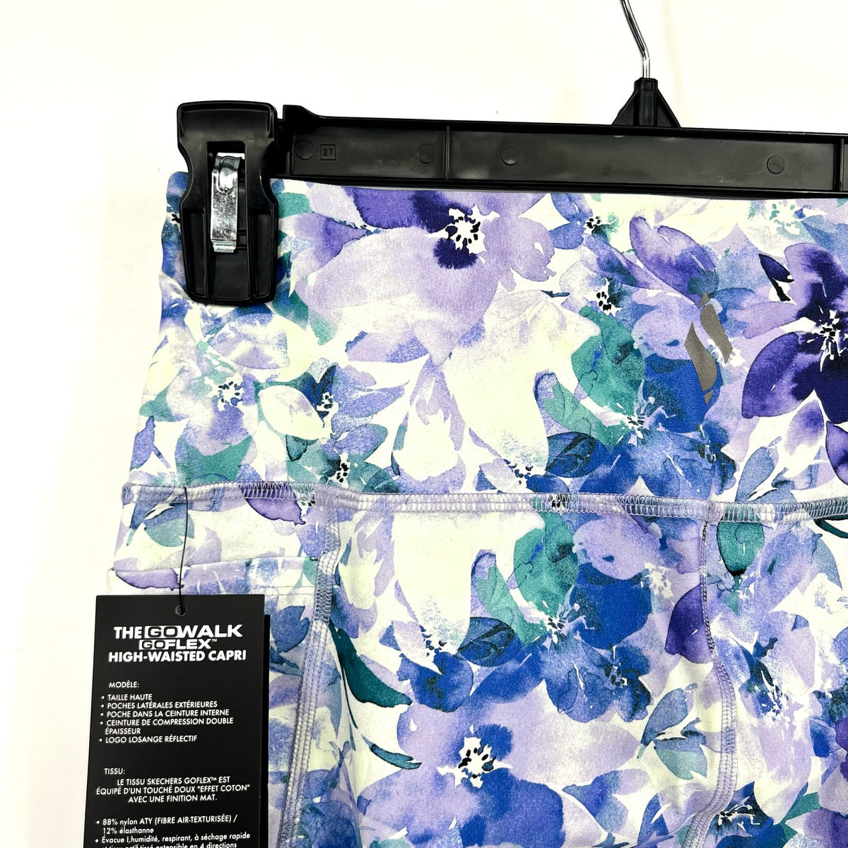 SKECHERS Gowalk Capri Leggings XS Blue Seascape Floral High Waisted NWT