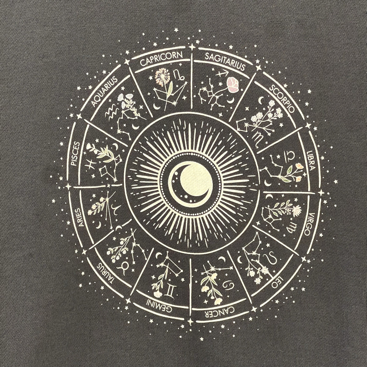 PACT Women's Star Signs Graphic Slouchy Sweatshirt Small Charcoal Grey NWT