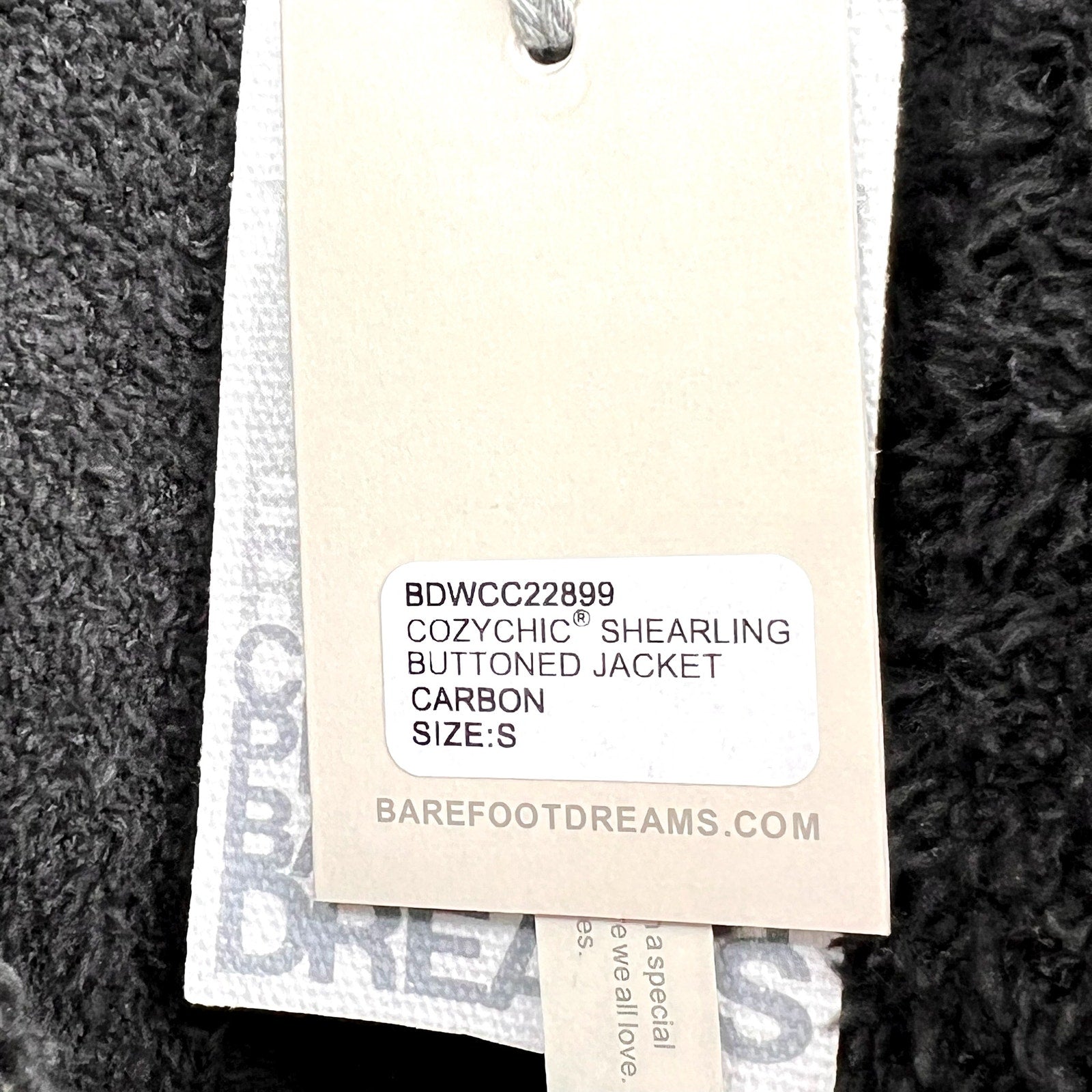 BAREFOOT DREAMS CozyChic Shearling Button Front Jacket Small Carbon Grey NWT