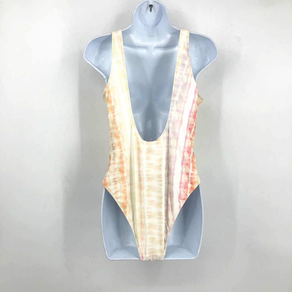 ALLSAINTS Women's Niki Marea Swimsuit One Piece Large Rainbow Pastel NWT