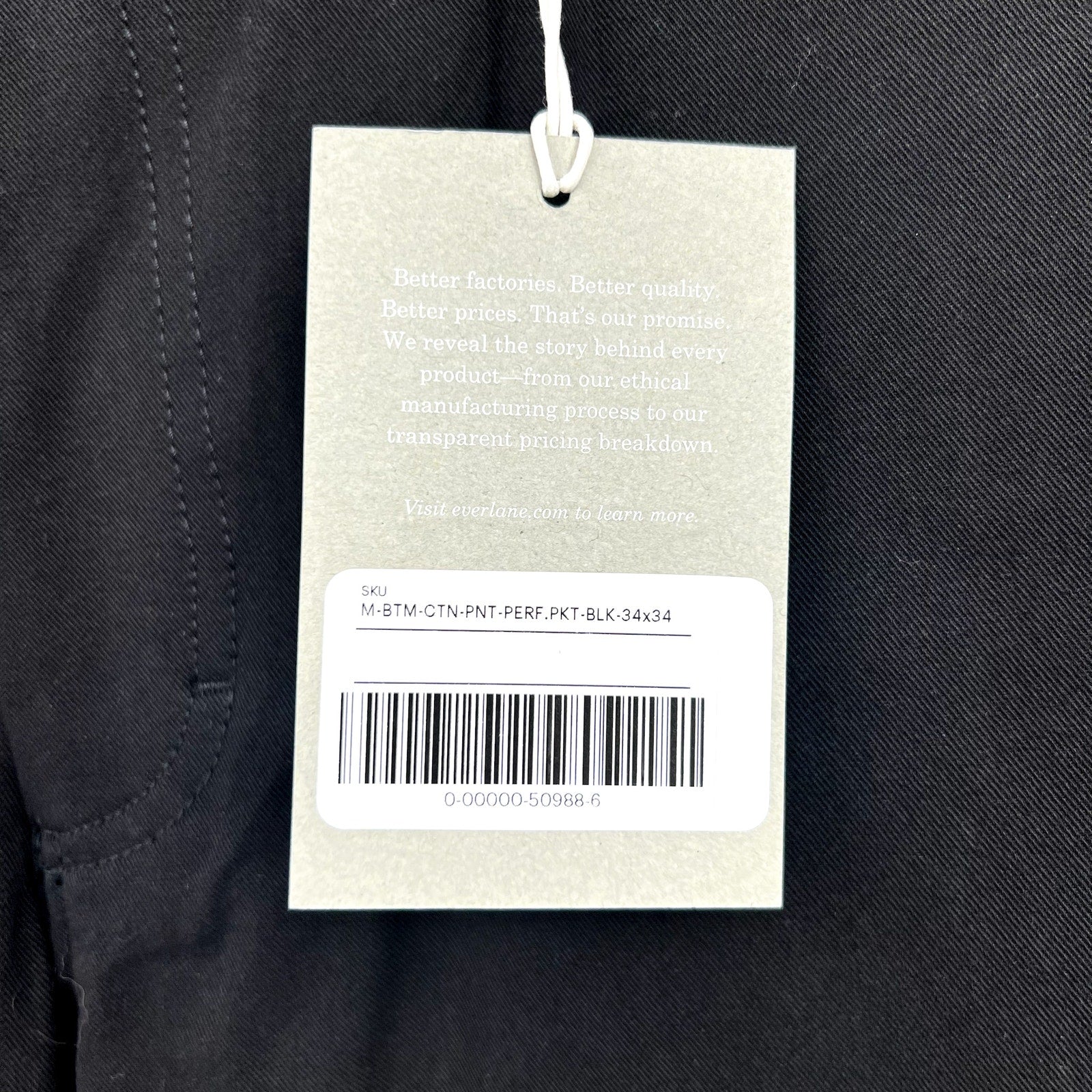 EVERLANE Men's The Performance 5-Pocket Pants 34x34 Black Chino Stretch NWT
