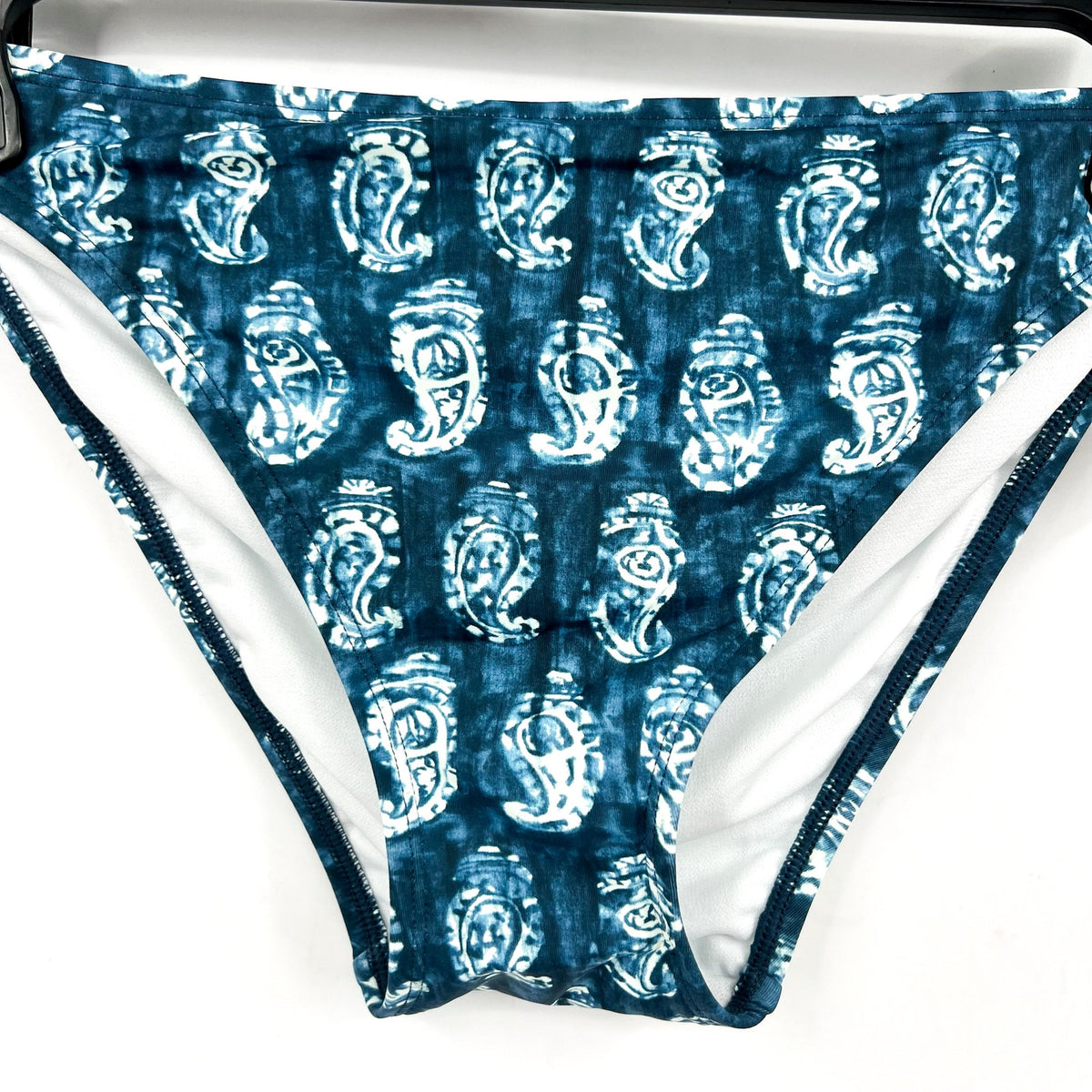 LAUREN RALPH LAUREN Hipster Bikini Bottom Size 14 Blue Print Side-Tie NWT