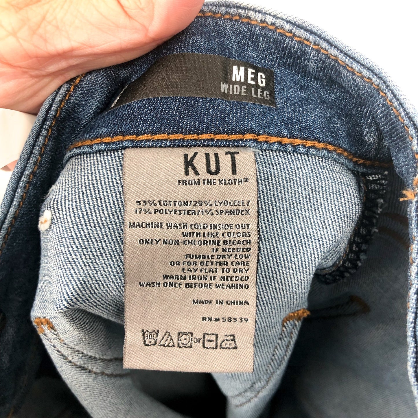 KUT FROM THE KLOTH Meg Wide Leg Jeans 00 Petite Blue Exposed Button NWT
