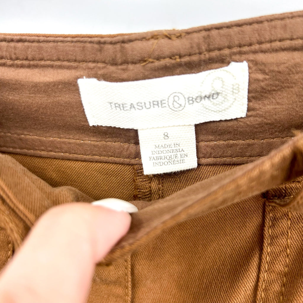 TREASURE AND BOND Womens Utility Casual Pants Size 8 Brown Cotton Blend NWT