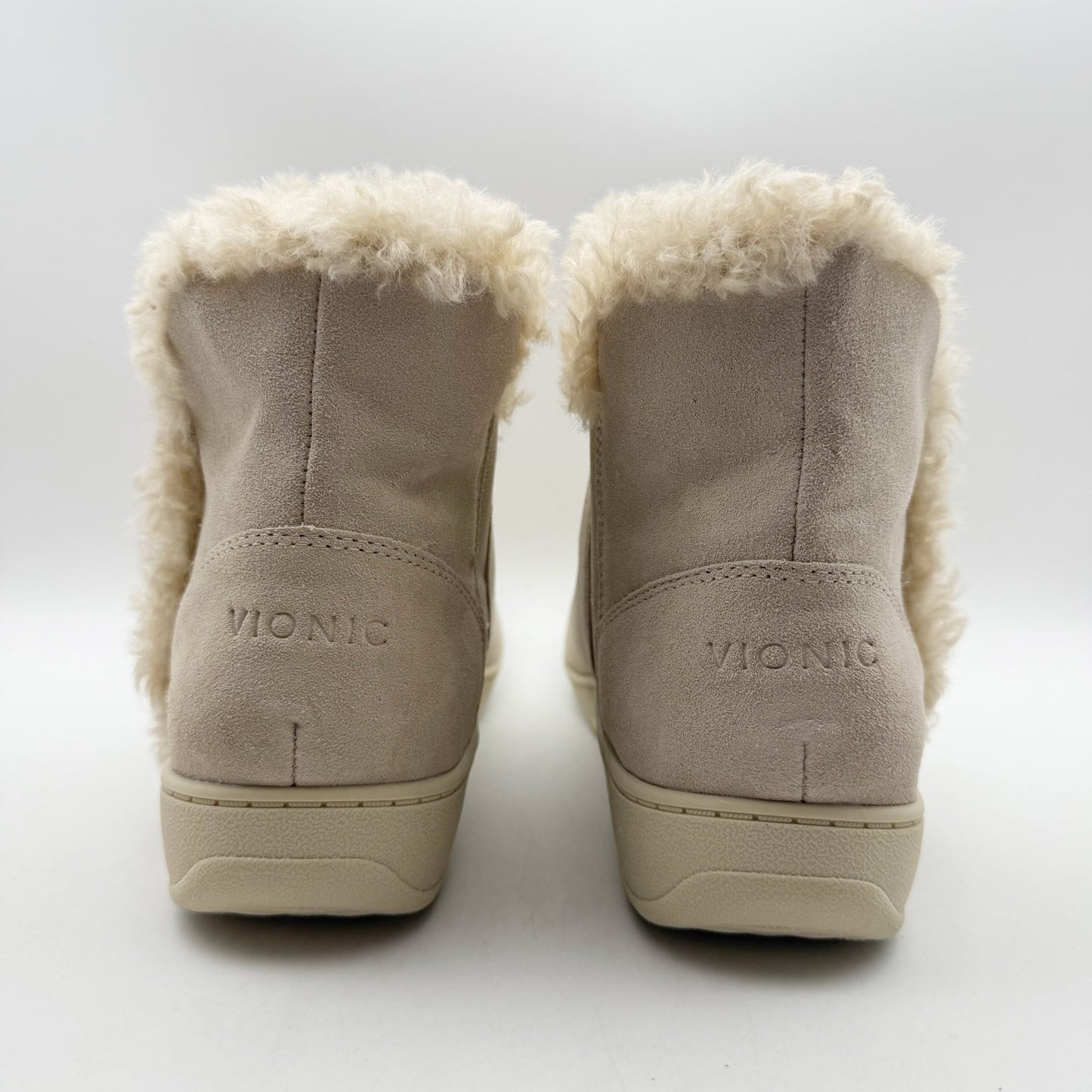 Vionic Womens Unwind Booties US 9 M EU 40 Cream Oatmeal Suede NIB