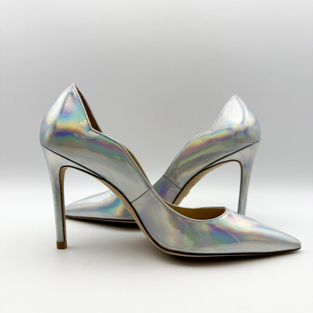 Stuart Weitzman Womens Iridescent Scallop Pumps US 6.5 Silver NWOB