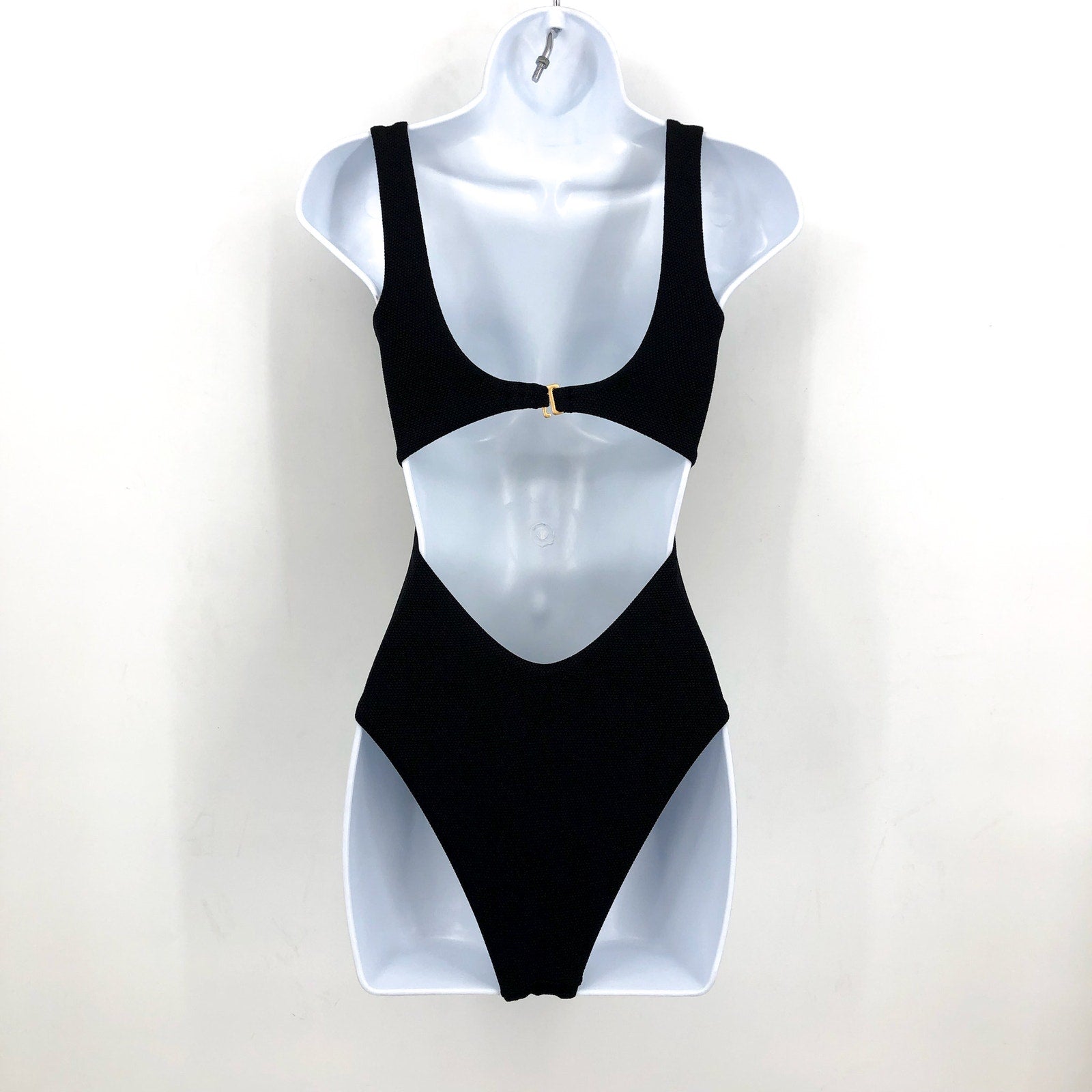 L*SPACE Women's Balboa Classic One Piece Swimsuit XS Black Tie Waist NWT