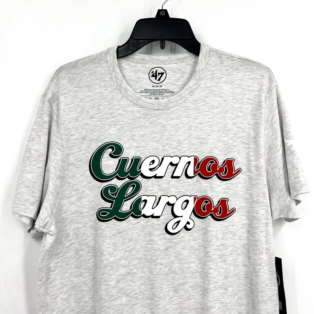 47 BRAND Mens Cuernos Lagros Texas Longhorn Shot Sleeve Tee Medium Grey NWT
