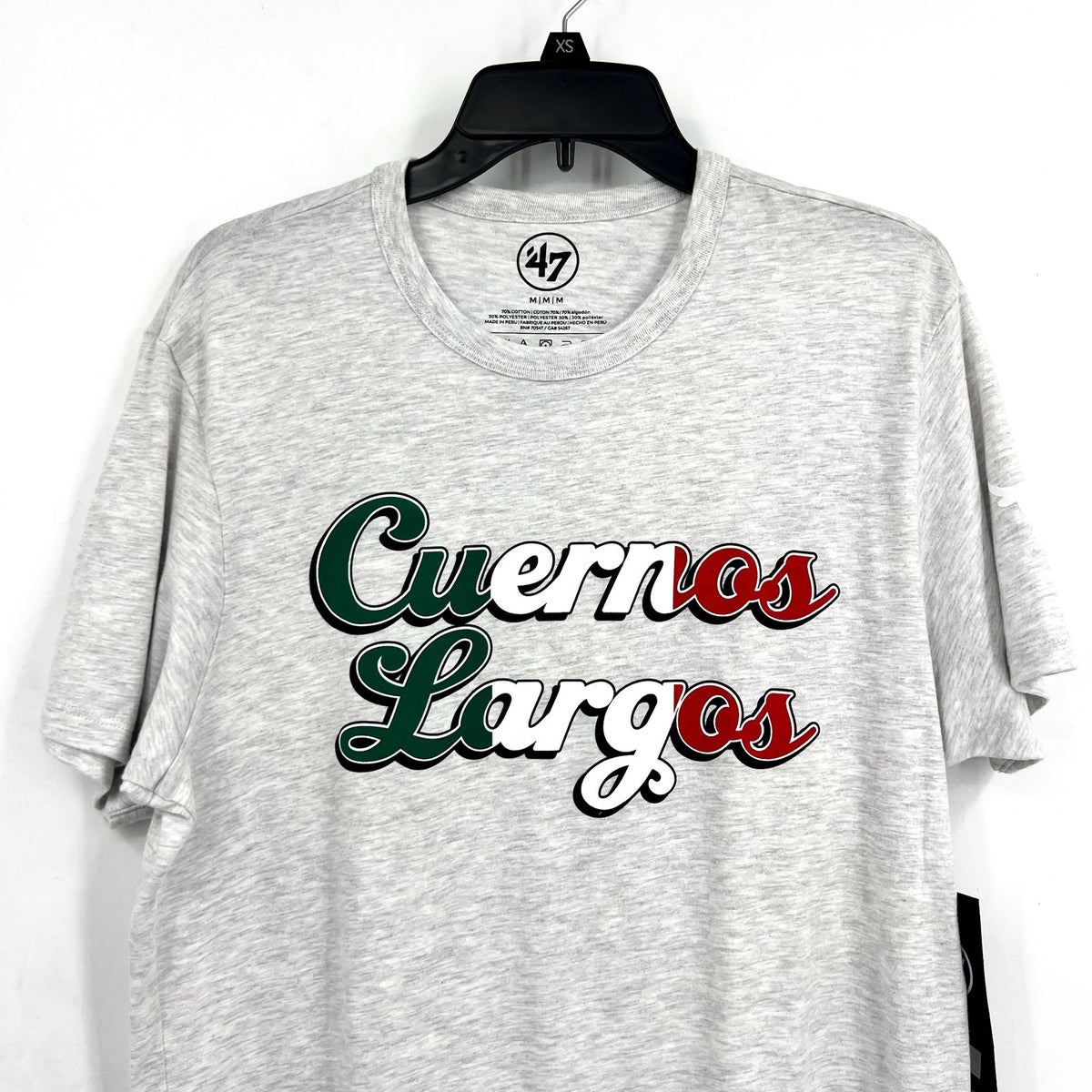 47 BRAND Mens Cuernos Lagros Texas Longhorn Shot Sleeve Tee Medium Grey NWT