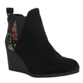 TOMS Womens Kelsey Graphic Wedge Booties US 10 Black Floral Suede Ankle NWOB