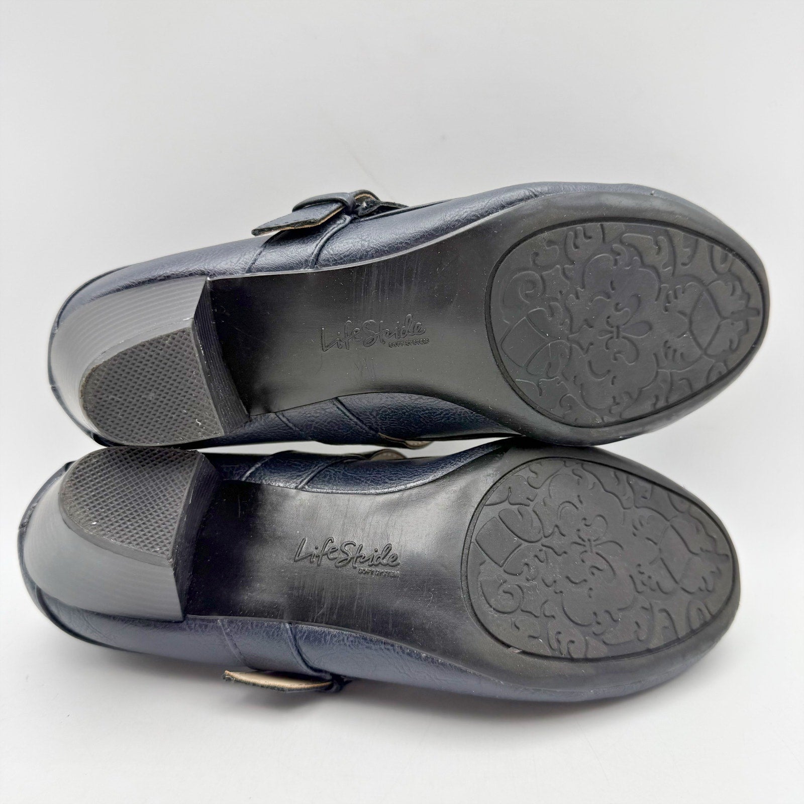 LifeStride Womens Rozz Mary Janes Pumps US 7 Wide EU 37 Navy Vegan Leather NIB