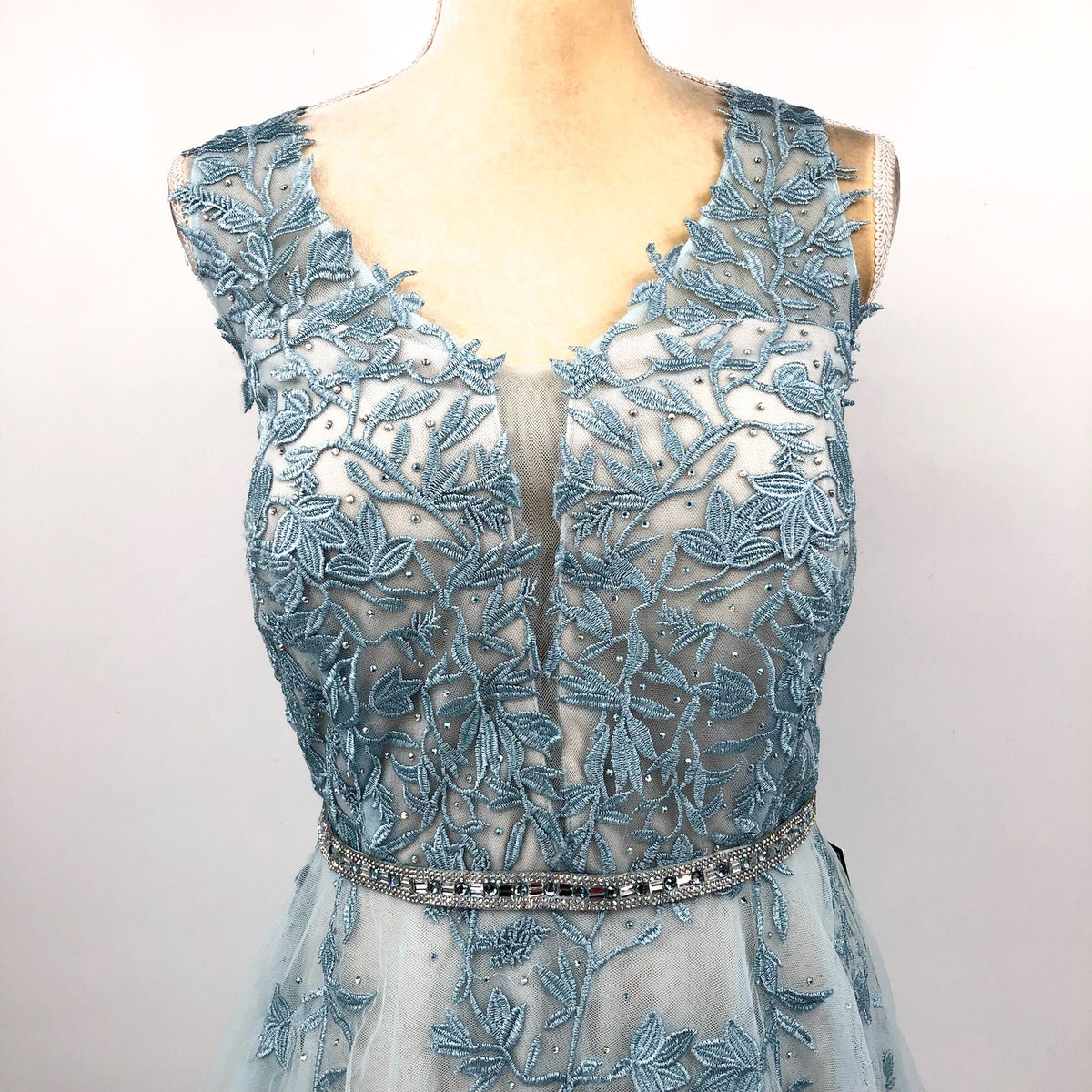 SAY YES TO THE PROM TLC Women's Embroidered Prom Dress 14W Light Blue NWT