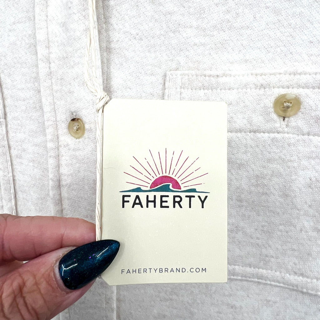 FAHERTY Men's Legend Sweater Shirt Small Off White Heather Long Sleeve NWT