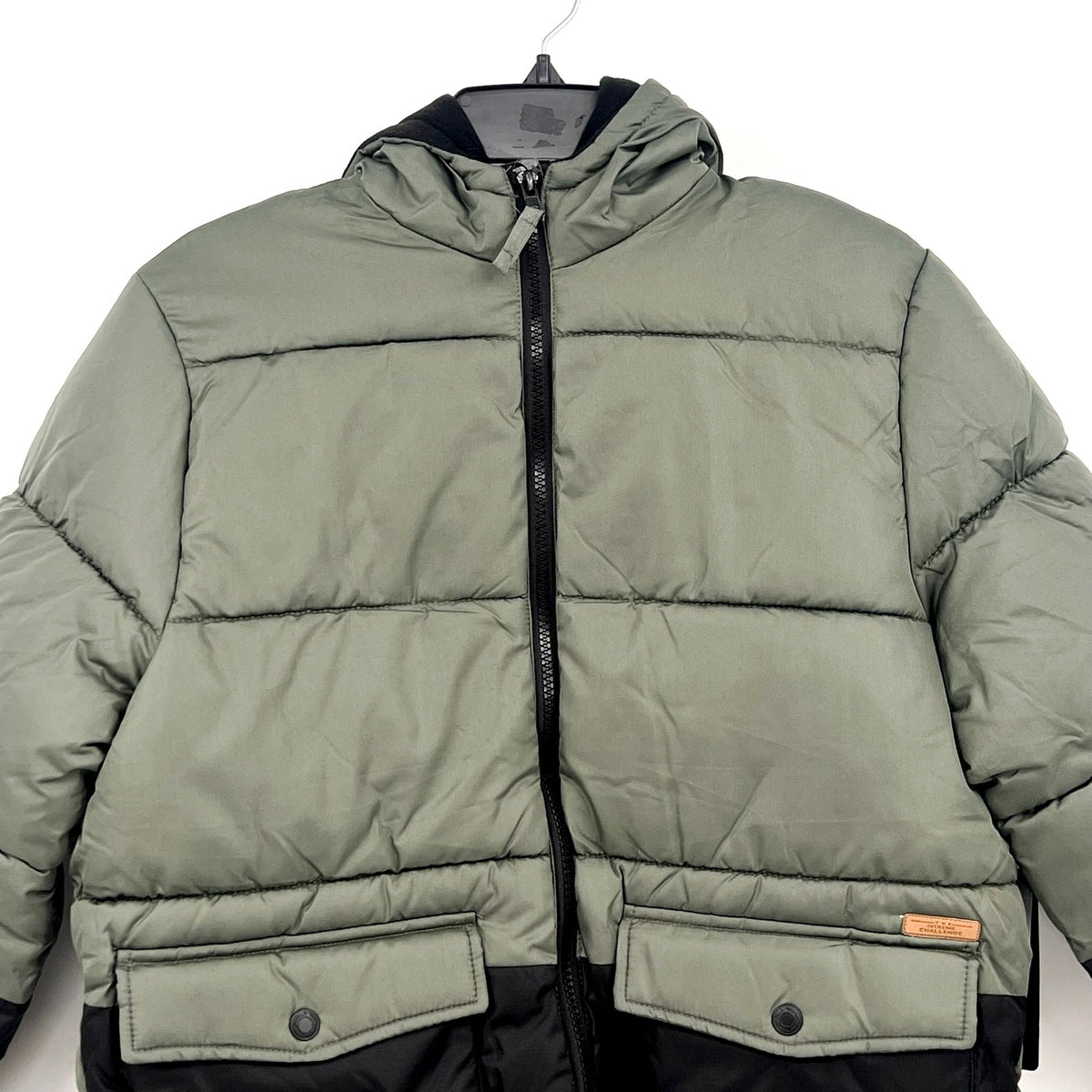 IXTREME Boy's Hooded Colorblock Puffer Winter Coat XL 14/16 Green Black NWT