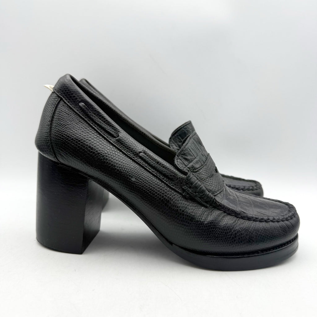 RE/DONE Womens Winsome Heel Loafers US 7 M EU 37 Black Leather NWOB