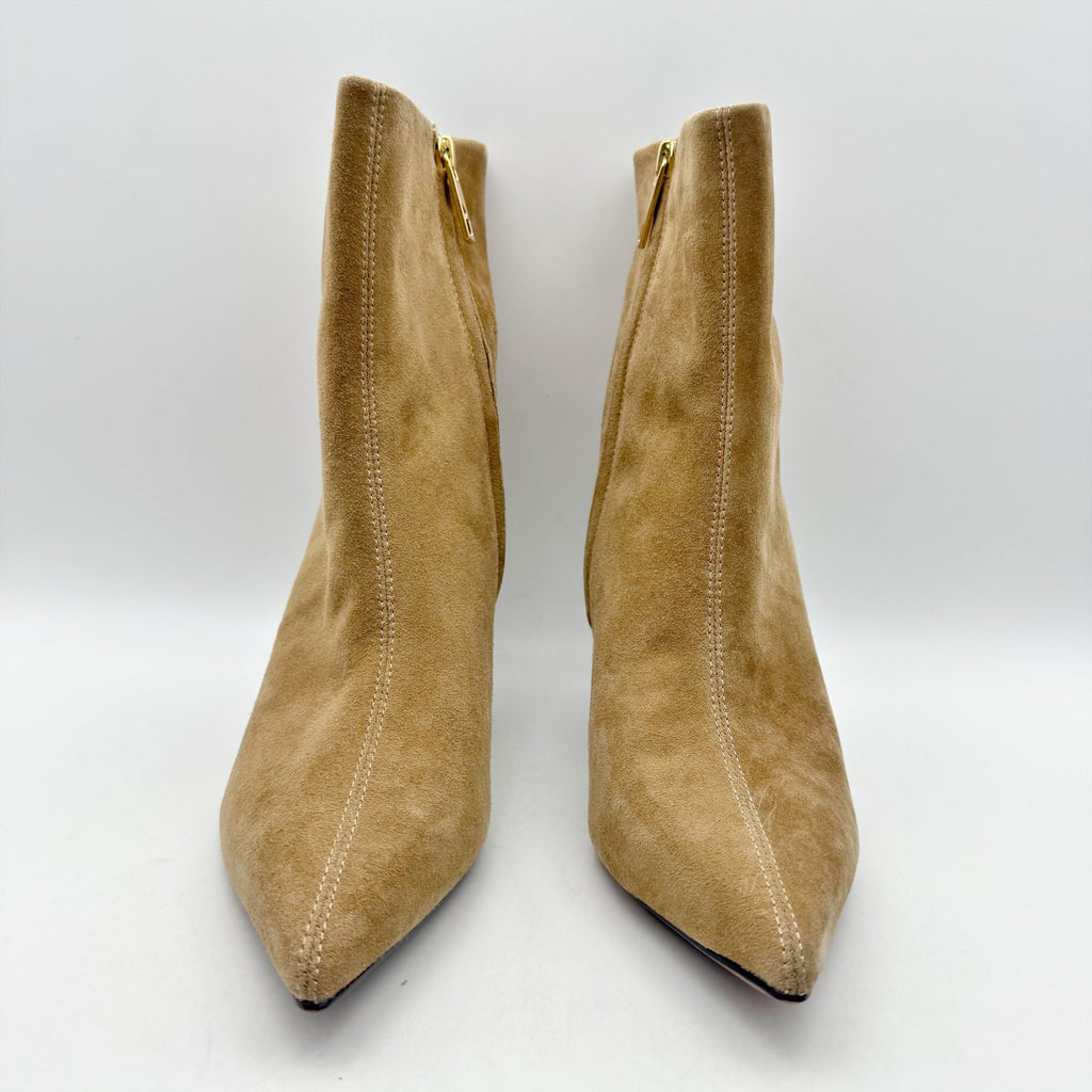 Franco Sarto Womens Anna Heel Ankle Bootie Size 8 M EU 38.5 Taupe Tan Suede NIB
