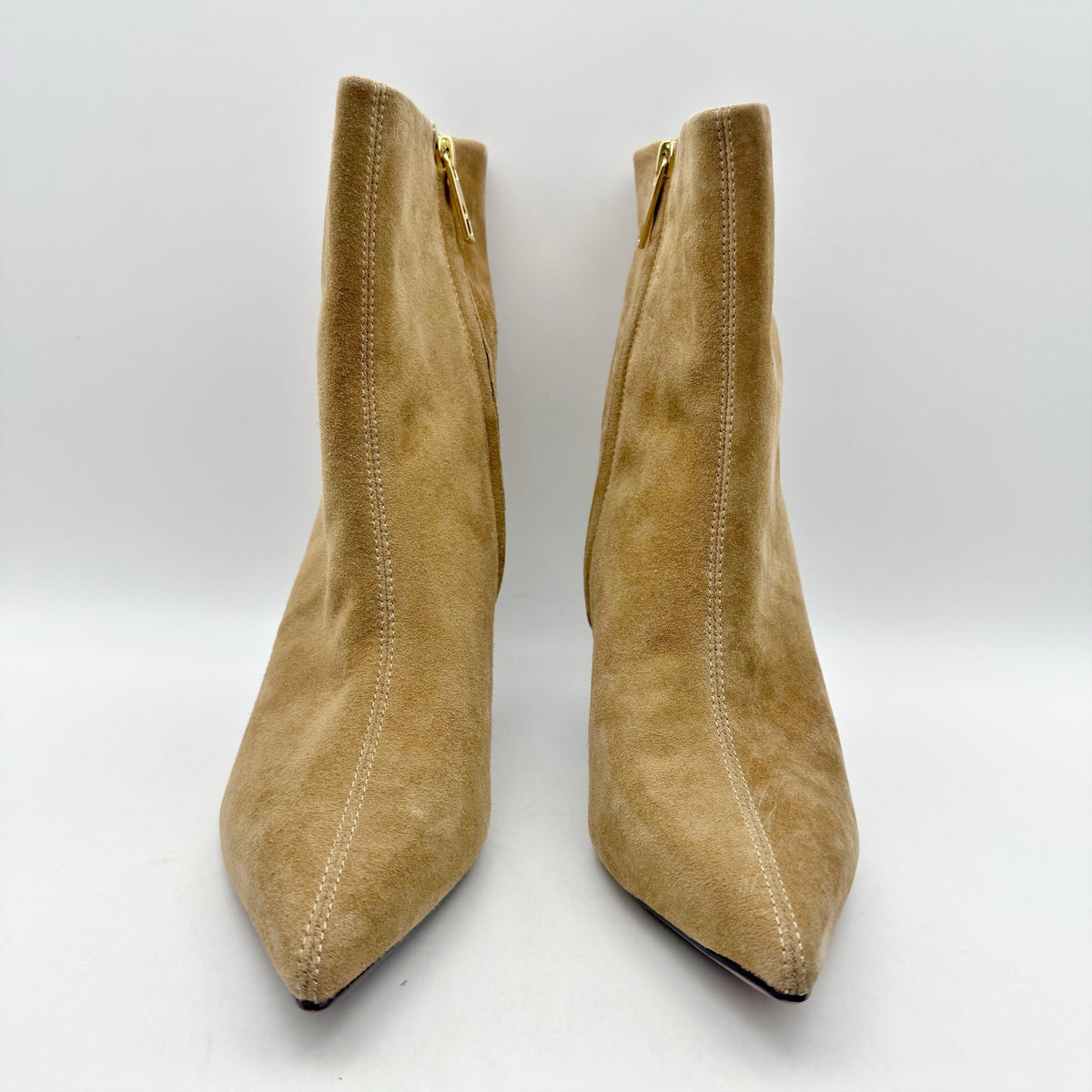 Franco Sarto Womens Anna Heel Ankle Bootie Size 8 M EU 38.5 Taupe Tan Suede NIB