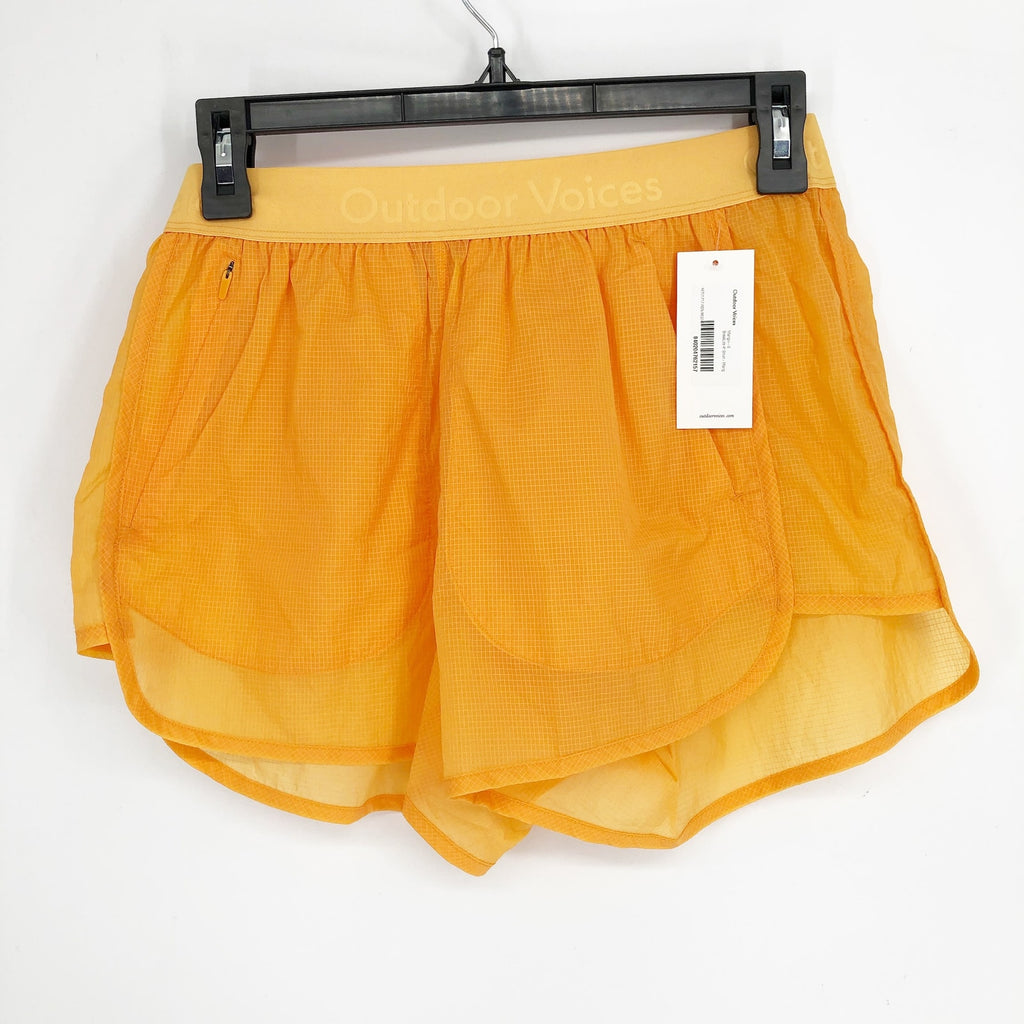 OUTDOOR VOICES Women's BreakLite 4" Shorts Medium Mango Yellow Lightweight NWT