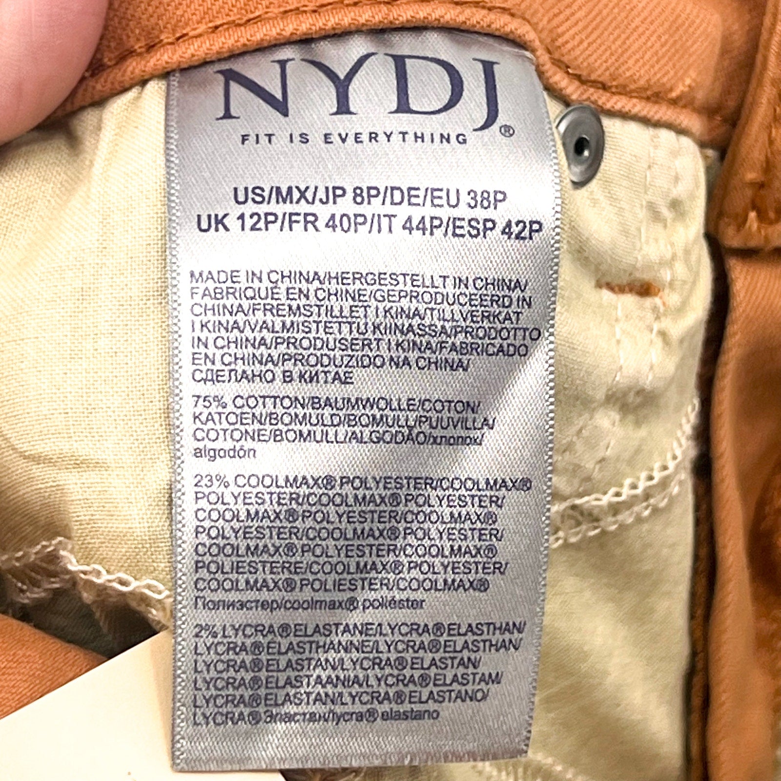 NYDJ Womens Margot Girlfriend Straight Leg Jeans Size 8 PETITE Rust Brown NWT
