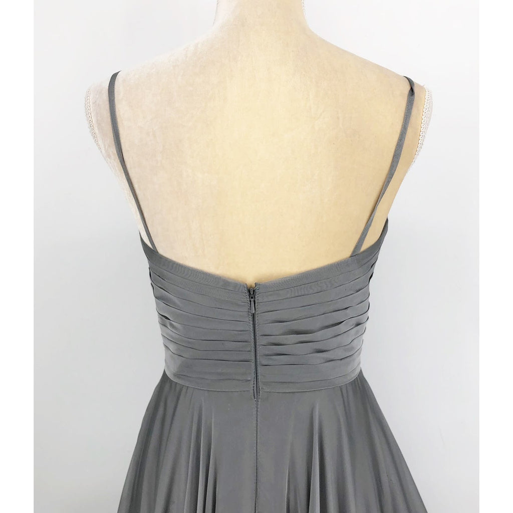 La Femme Womens Chiffon A Line Prom Dress 2 Silver Pleated Formal NWT FLAWS