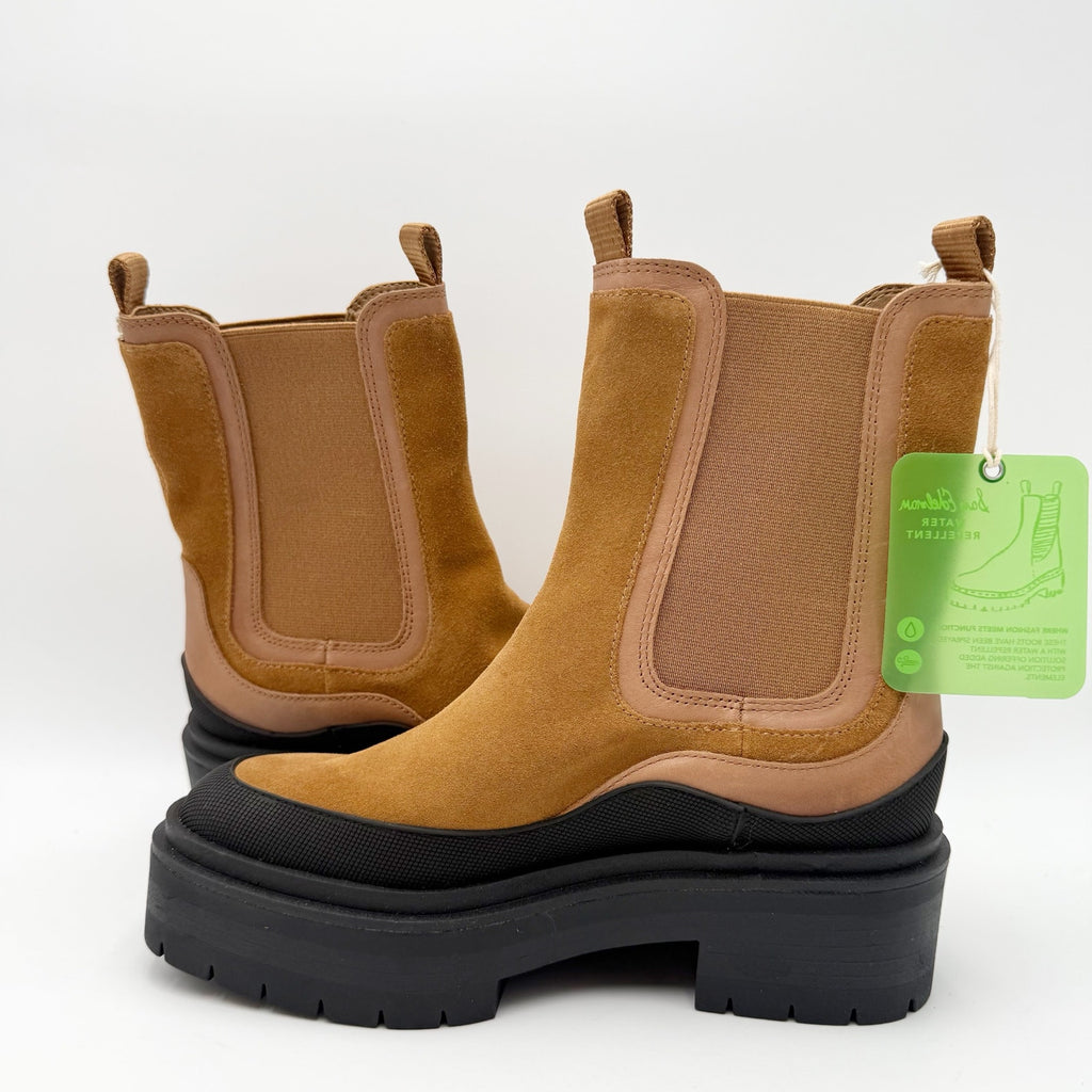 Sam Edelman Womens Lulia Chelsea Boots Size 5M Brown Suede Black Waterproof NWOB