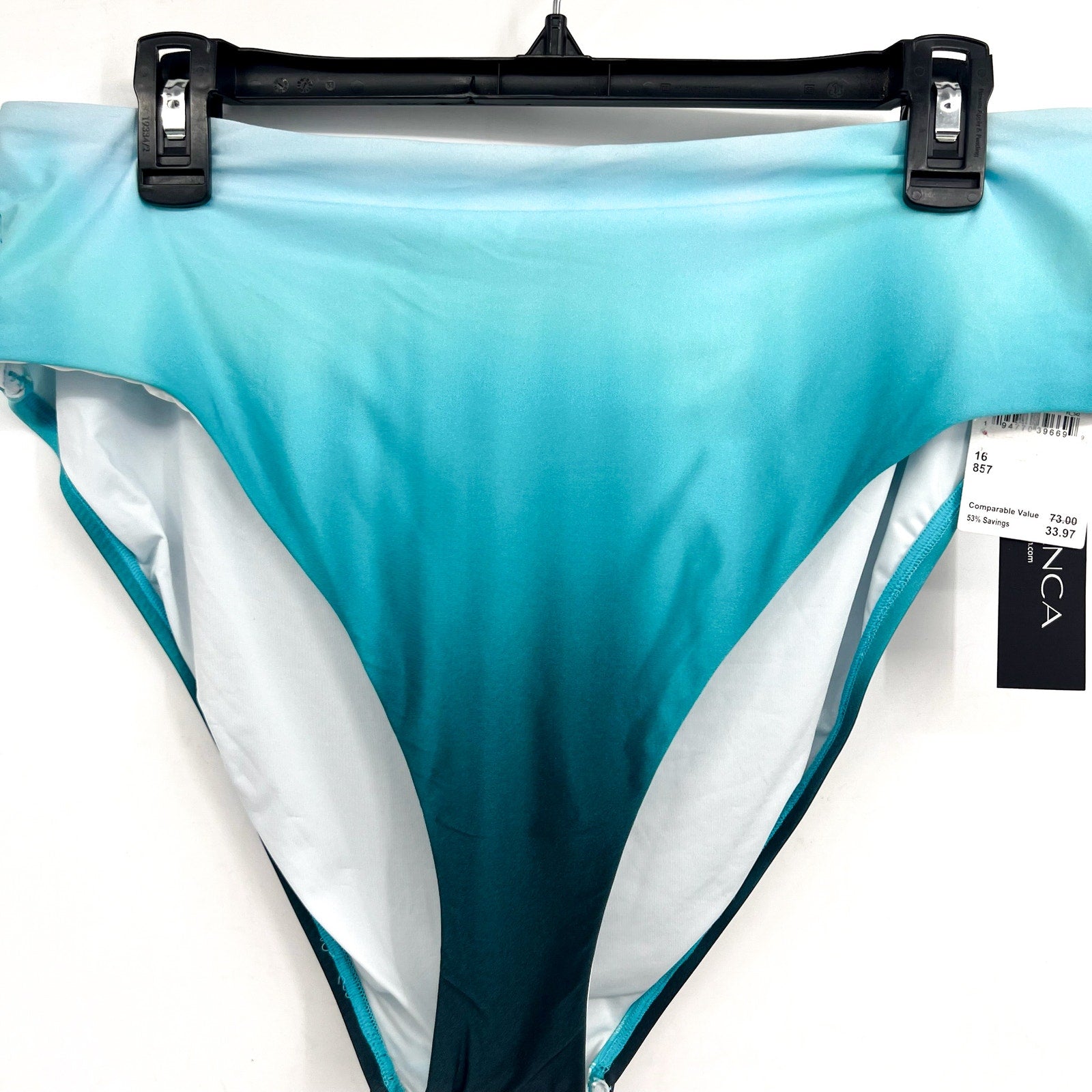 LA BLANCA Womens Ombre Bikini Bottom Size 16 Turquoise Blue V Cut High Waist NWT