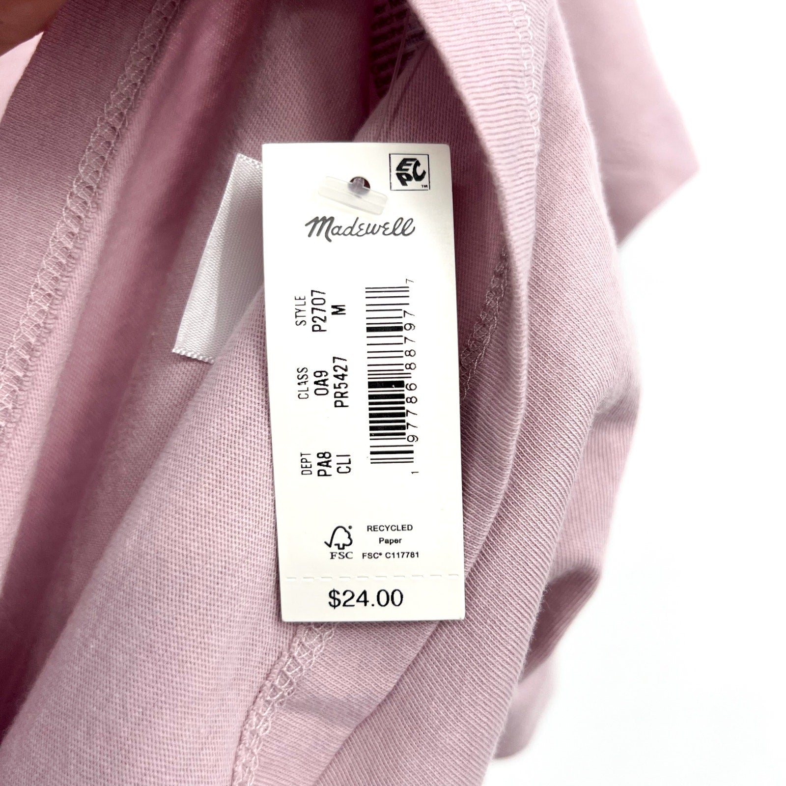 MADEWELL Women's Northside V-neck Tee Medium Purple Lilac Short Sleeve NWT