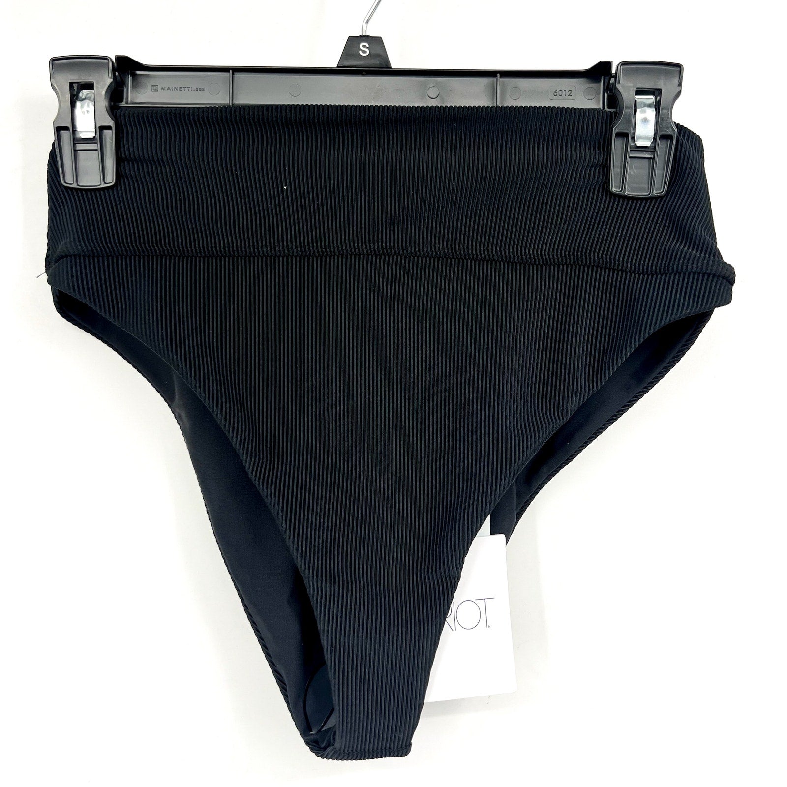 BEACH RIOT Women's Highway Bikini Bottoms Large Black Ribbed High Waist NWT