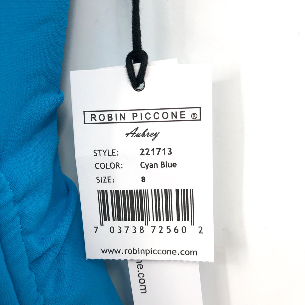 ROBIN PICCONE Women's Aubrey Keyhole One-Piece Swimsuit Size 8 Cyan Blue NWT