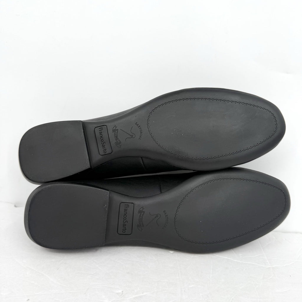 Franco Sarto Womens Faris Slip On Flats US 10 M Black Faux Leather Loafers NIB