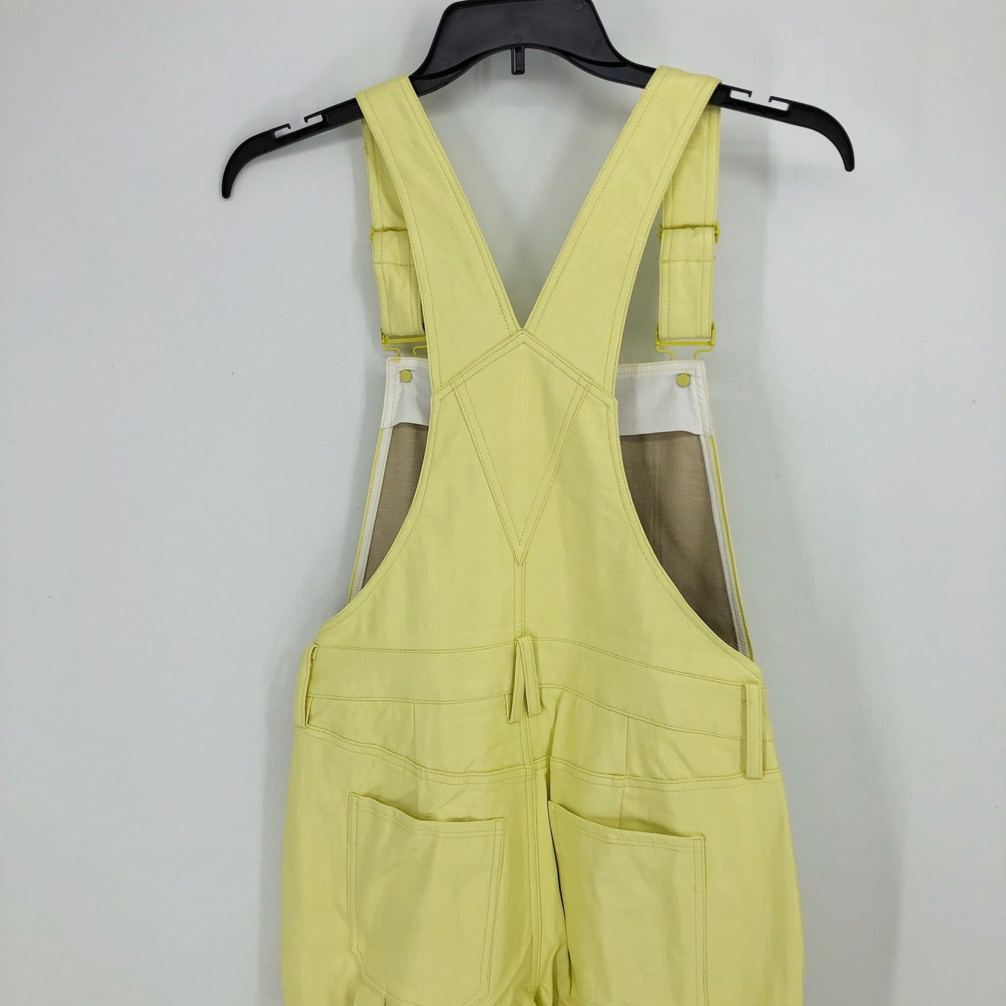 GOOD AMERICAN Better Than Leather Straight Leg Overalls US 6 Key Lime Green NWT