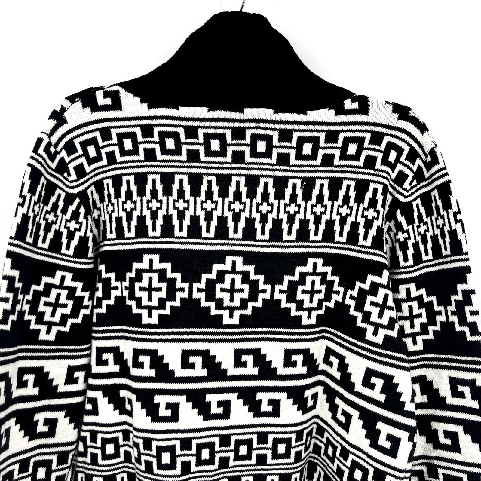 BEACH RIOT Womens Monterey Jacquard Quarter Zip Sweater XS Black Tribal NWT