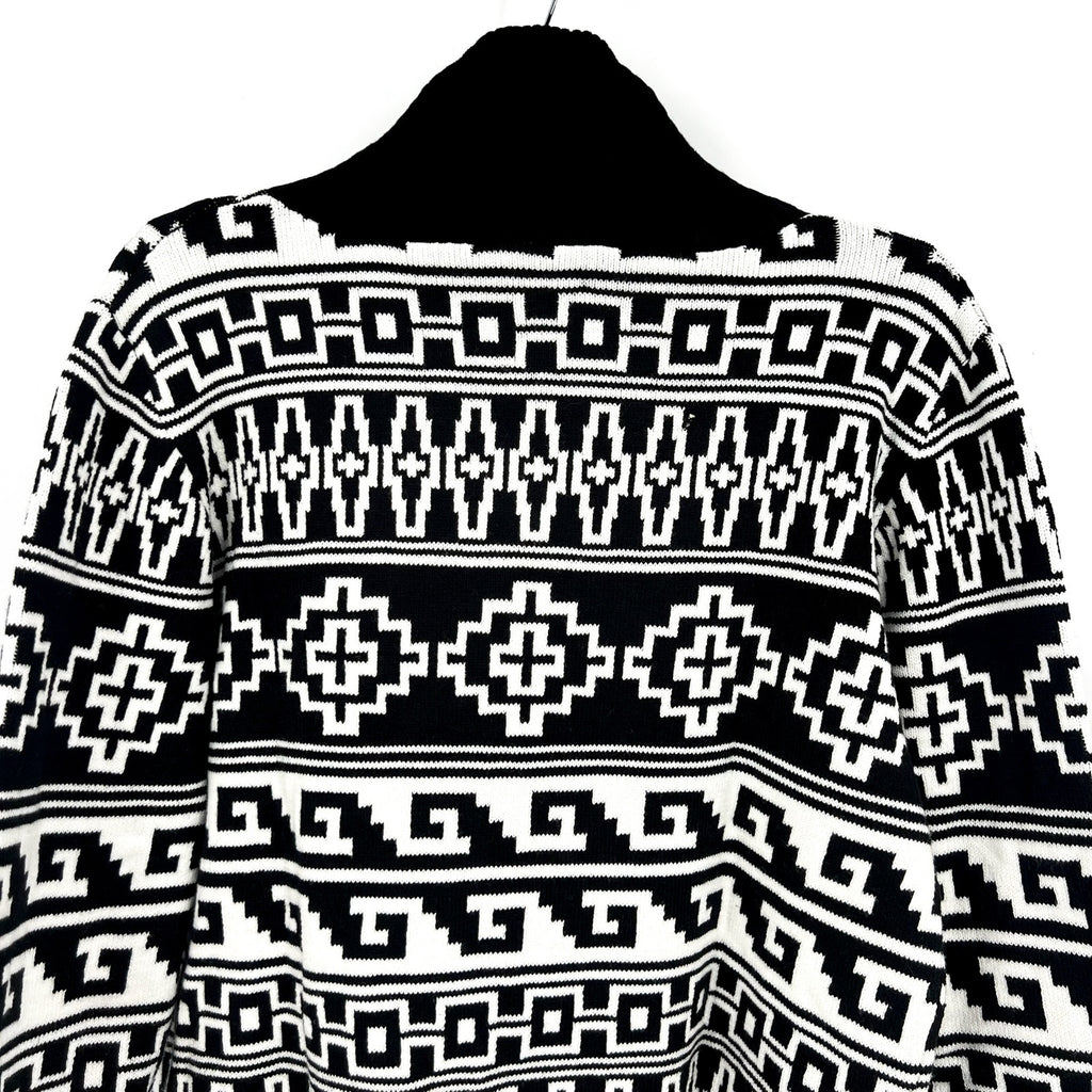 BEACH RIOT Womens Monterey Jacquard Quarter Zip Sweater XS Black Tribal NWT