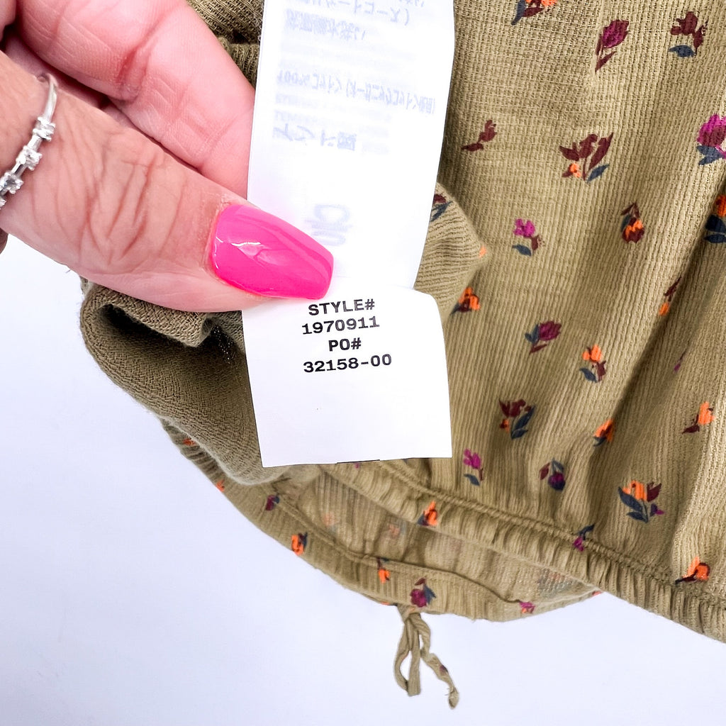 PRANA Women's Little Palm Cami Tank Top XL Green Floral Sweet Grass Meadow NWT