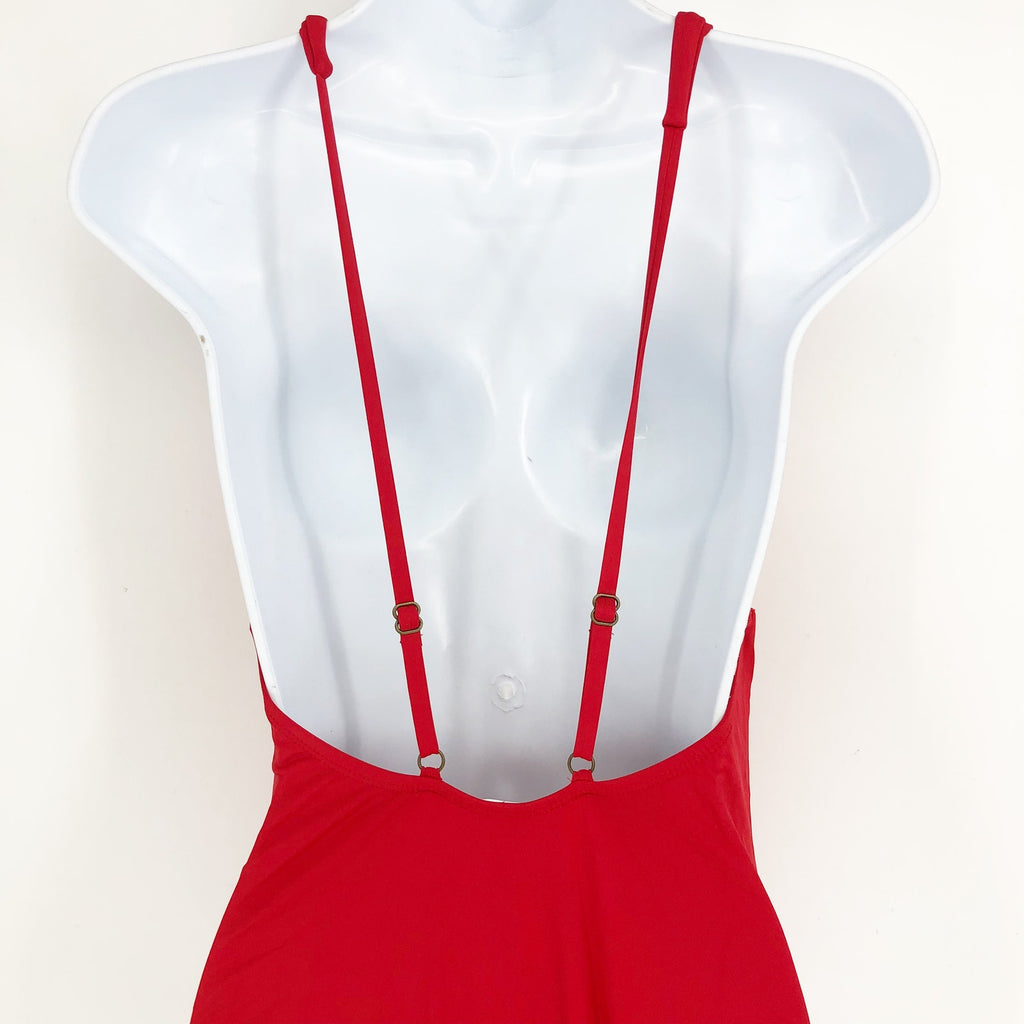 ANDIE SWIM Sardinia Long Torso One Piece XS Tall Cherry Red Plunge V-Neck