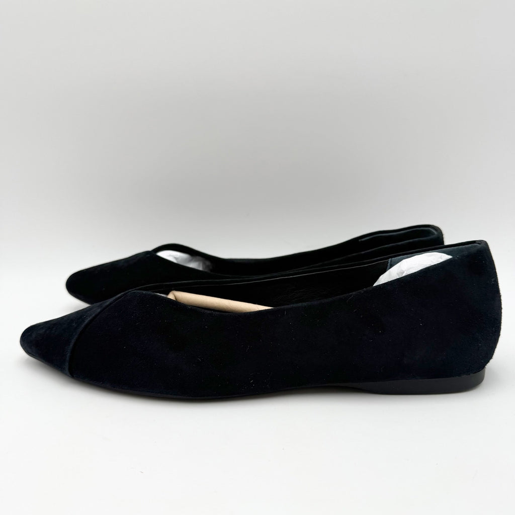 Birdies Womens The Goldfinch 15 Ballet Flat Size 7 Black Suede Pointed Toe NWOB