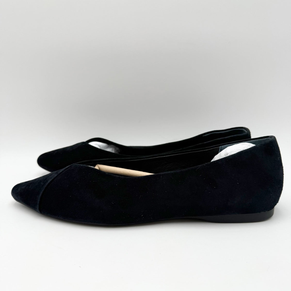 Birdies Womens The Goldfinch 15 Ballet Flat Size 7 Black Suede Pointed Toe NWOB