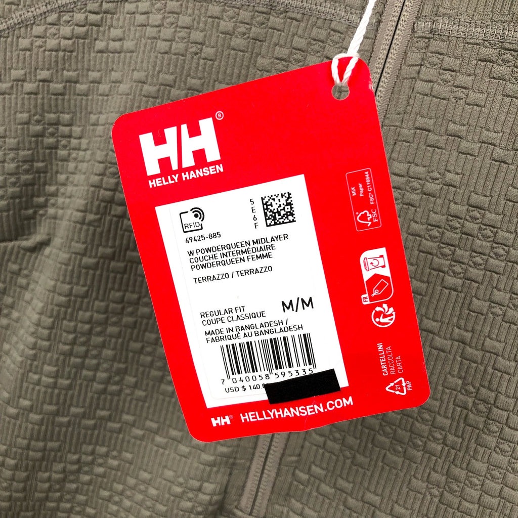 HELLY HANSEN Womens Powderqueen Jacket Medium Grey Terrazzo Midlayer Hood NWT
