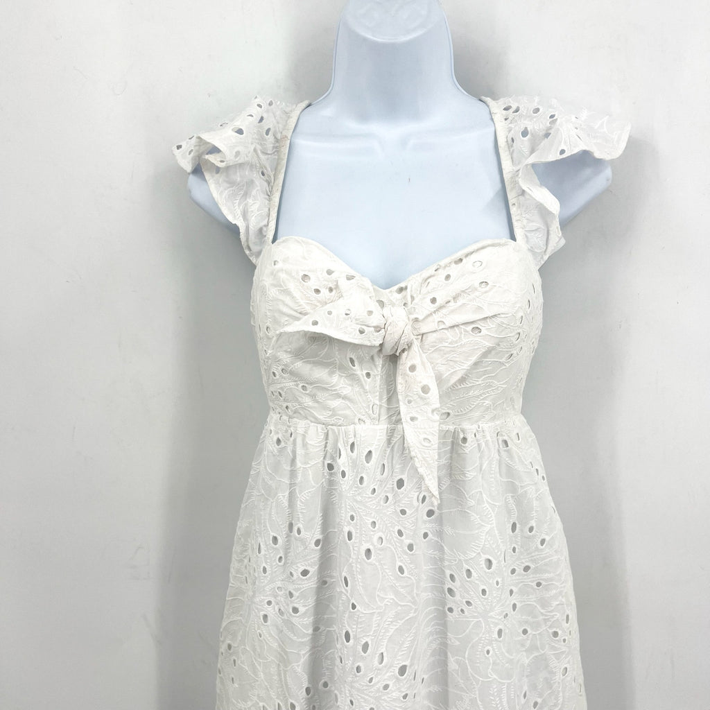 LILLY PULITZER Lantana Eyelet Midi Dress Size 10 Resort White Flutter Sleeve NWT