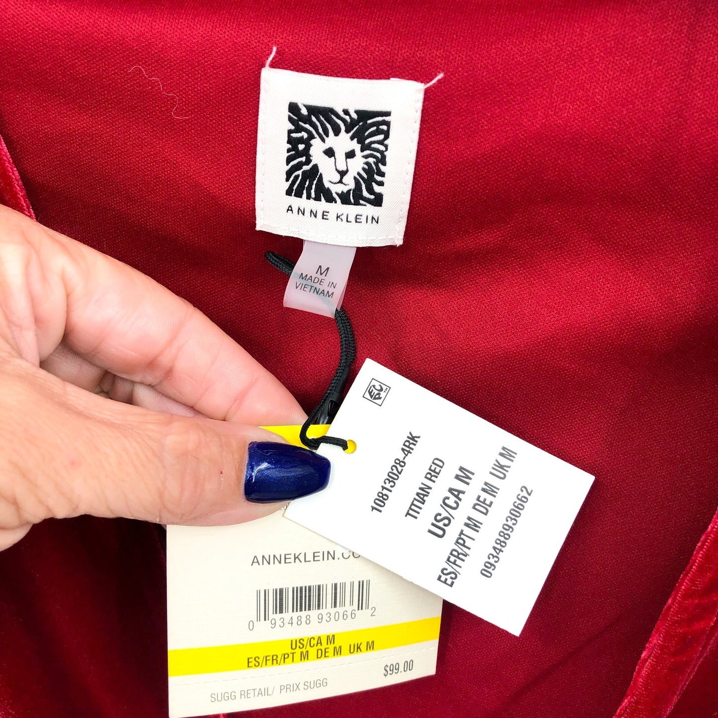 ANNE KLEIN Velvet Wrap Sheath Dress Medium Titian Red Mini V Neck Glam Chic NWT