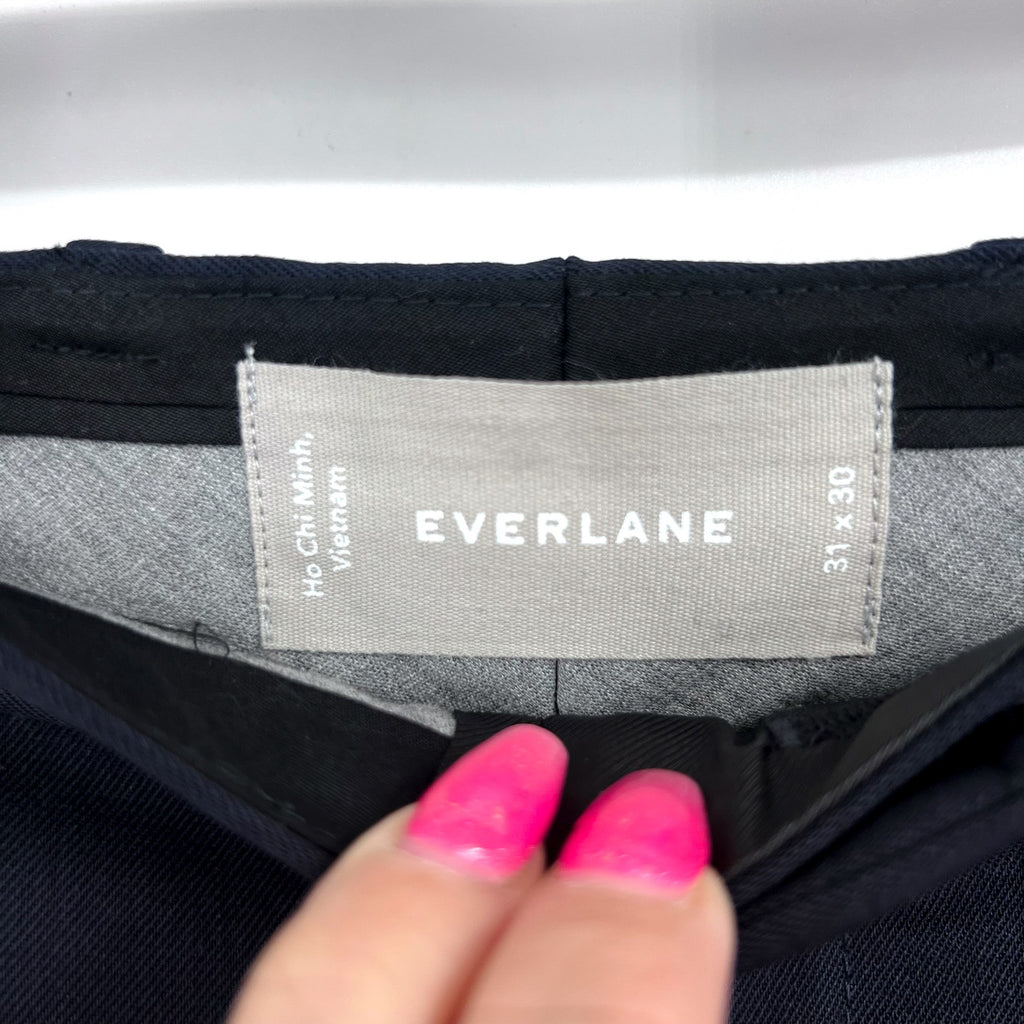 EVERLANE Men's Italian Wool Dress Pants 31x30 Navy Blue Flat Front NWT