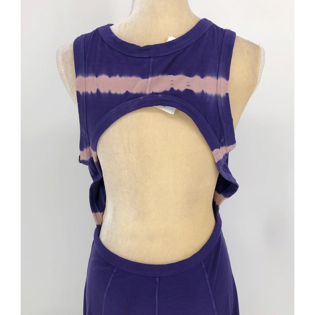 Ninety Percent Women Tie Dye Stripe Maxi Dress Small Purple Open Back NWT