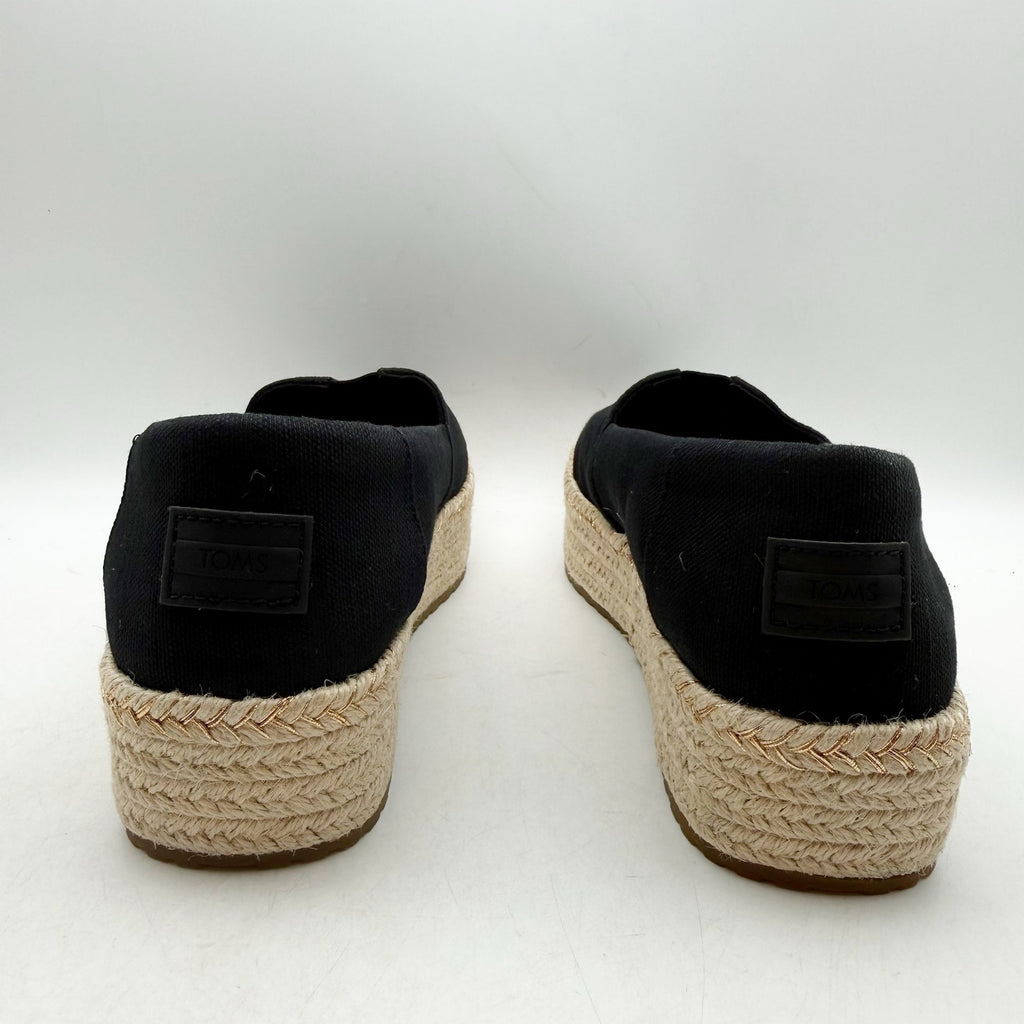 TOMS Womens Valencia Platform Slip On Shoes Size 10 Black Canvas Casual NWOB