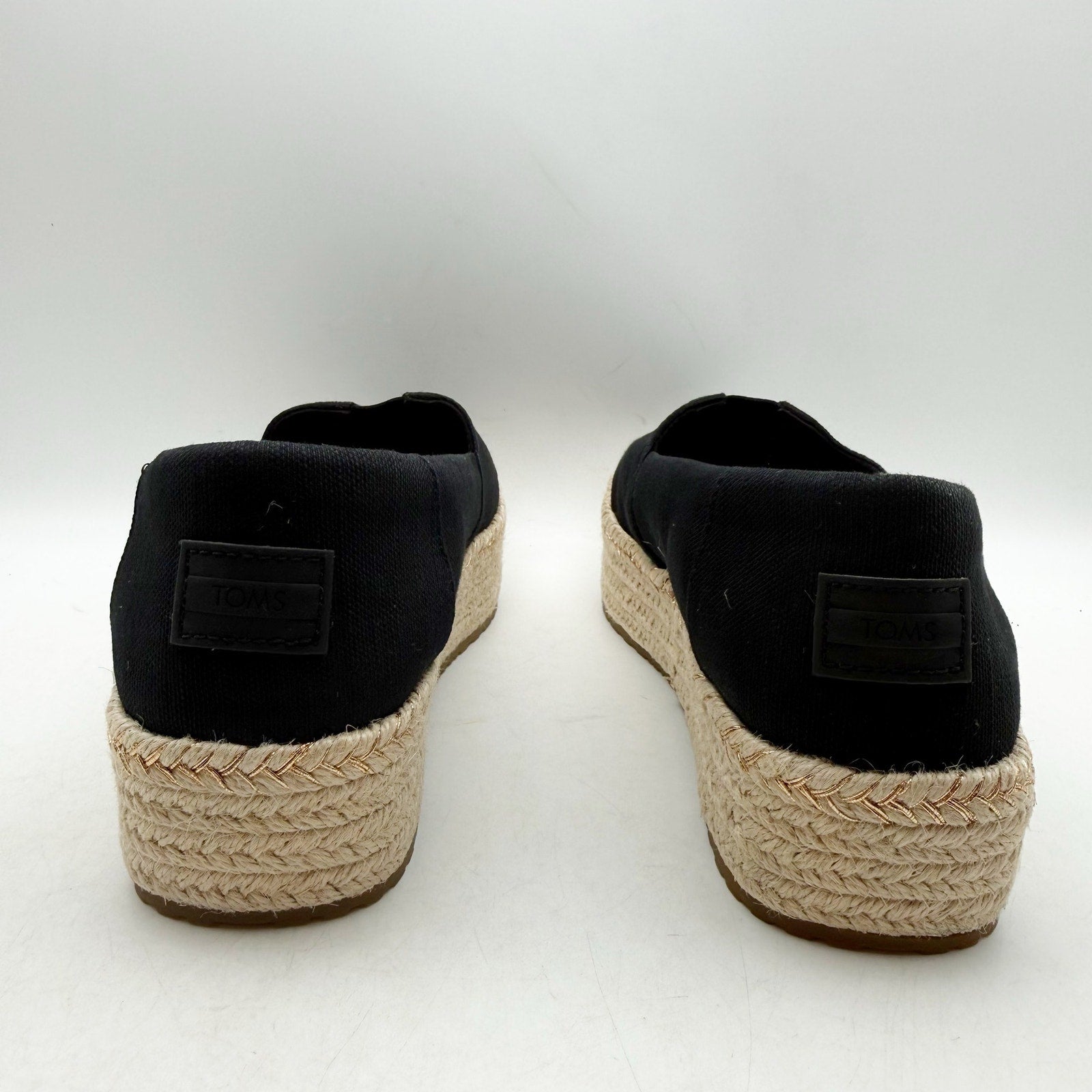 TOMS Womens Valencia Platform Slip On Shoes Size 10 Black Canvas Casual NWOB