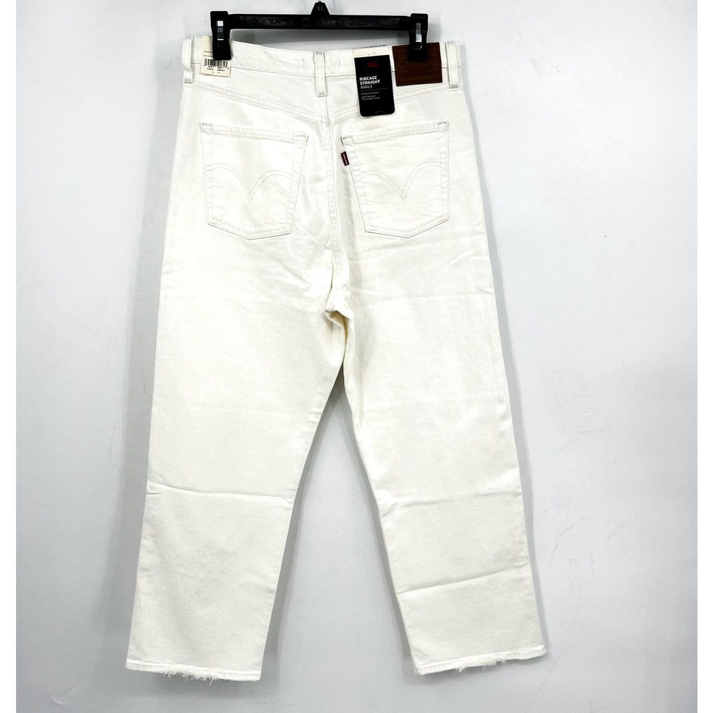 LEVI'S Womens Ribcage Straight Ankle Jeans 31X27 US 12 Cloud White 726930076 NWT