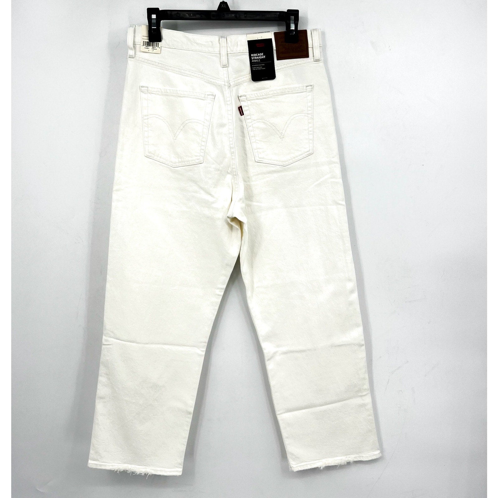 LEVI'S Womens Ribcage Straight Ankle Jeans 31X27 US 12 Cloud White 726930076 NWT