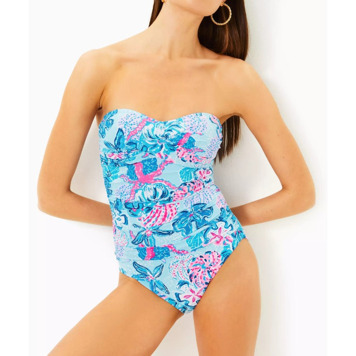 LILLY PULITZER Womens Flamenco One Piece Size 0 Blue Bahamas Beachcomber NWT